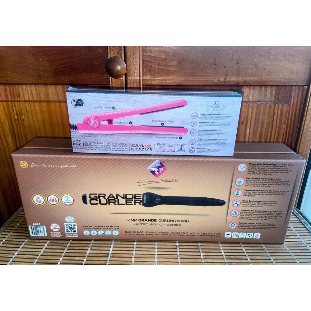 Cool Grande Tourmaline Curler Wand 32MM ⭐️ NIB Bonus Mini Royal Ceramic Iron 🎀 - Picture 4 of 9